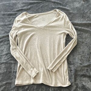 A New Day Tan Fitted Long Sleeve Top